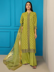 LimeLight Summer Unstitched Printed Lawn 2 Piece Suit U2556 Olive Green