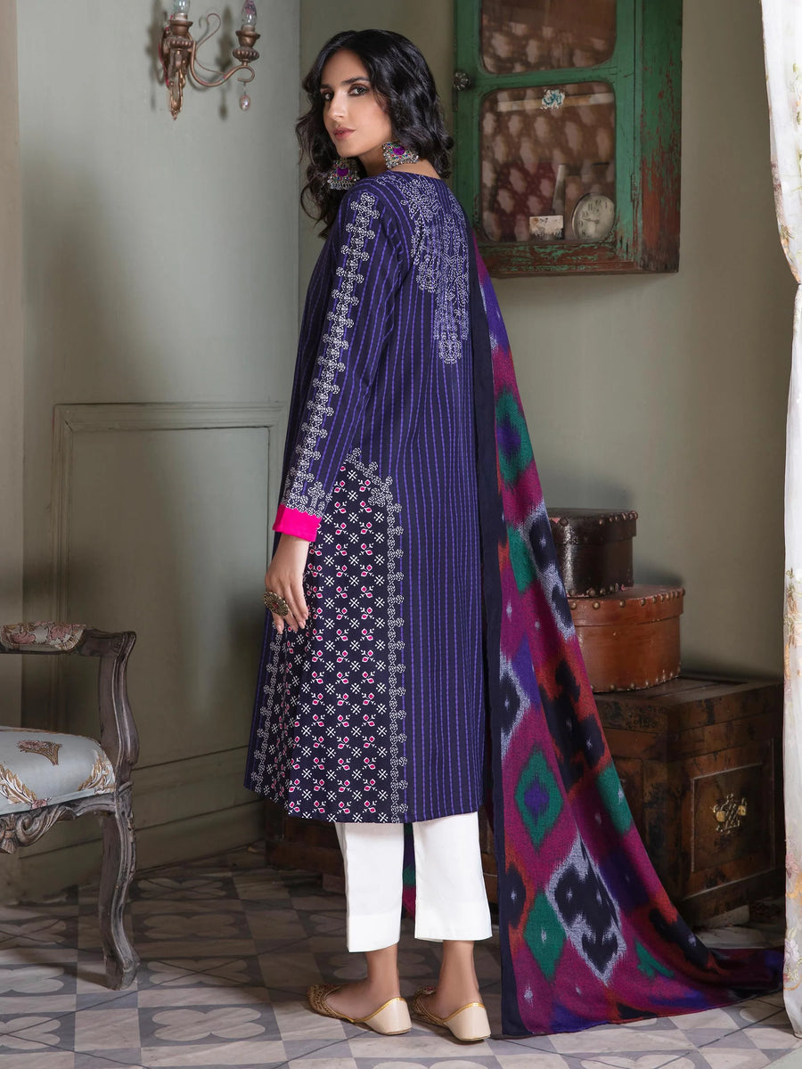 LimeLight Winter Unstitched Printed Khaddar 2Pc Suit U2562 Blue