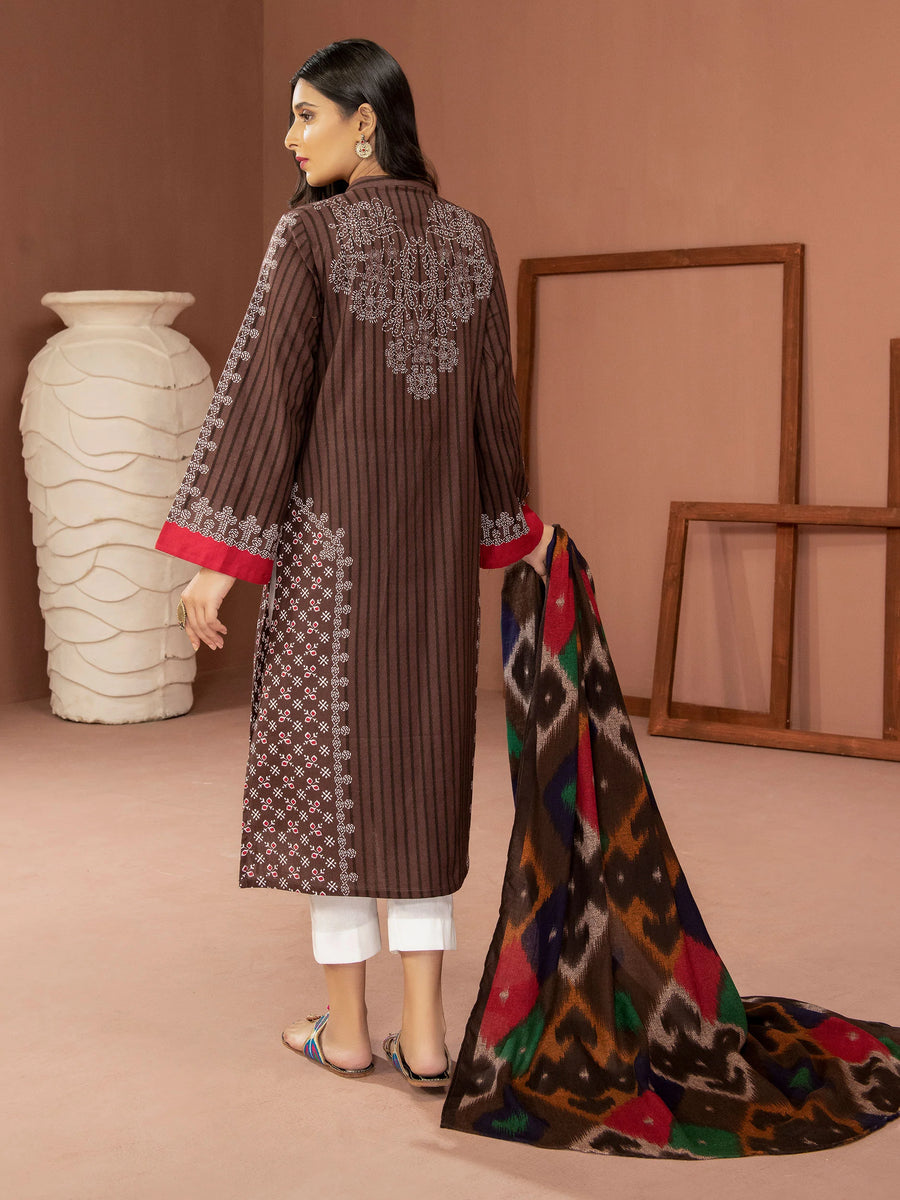 LimeLight Winter Unstitched Printed Khaddar 2Pc Suit U2562 Brown