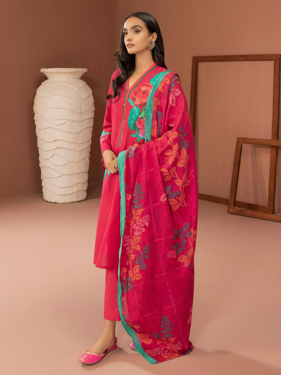 LimeLight Winter Unstitched Printed Khaddar 2Pc Suit U2576 Pink