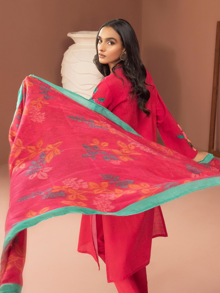 LimeLight Winter Unstitched Printed Khaddar 2Pc Suit U2576 Pink