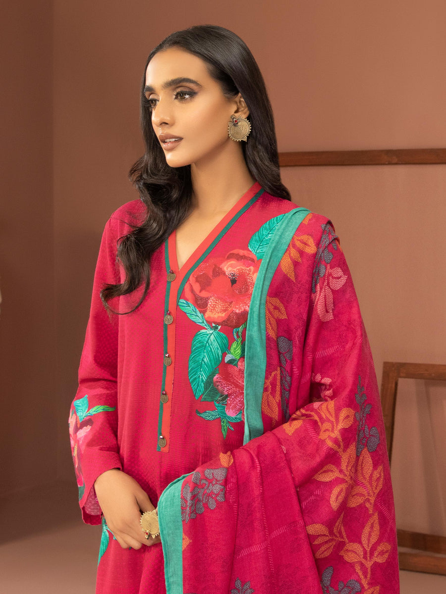 LimeLight Winter Unstitched Printed Khaddar 2Pc Suit U2576 Pink