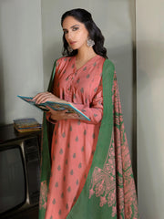 LimeLight Winter Unstitched Printed Khaddar 3Pc Suit U2601 Tea Pink