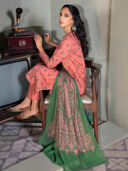 LimeLight Winter Unstitched Printed Khaddar 3Pc Suit U2601 Tea Pink