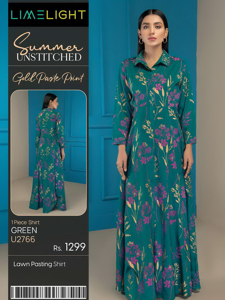 LimeLight Summer Unstitched Printed Lawn 1 Piece Shirt U2766 Green