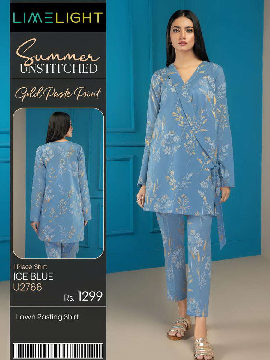 LimeLight Summer Unstitched Printed Lawn 1 Piece Shirt U2766 Ice Blue