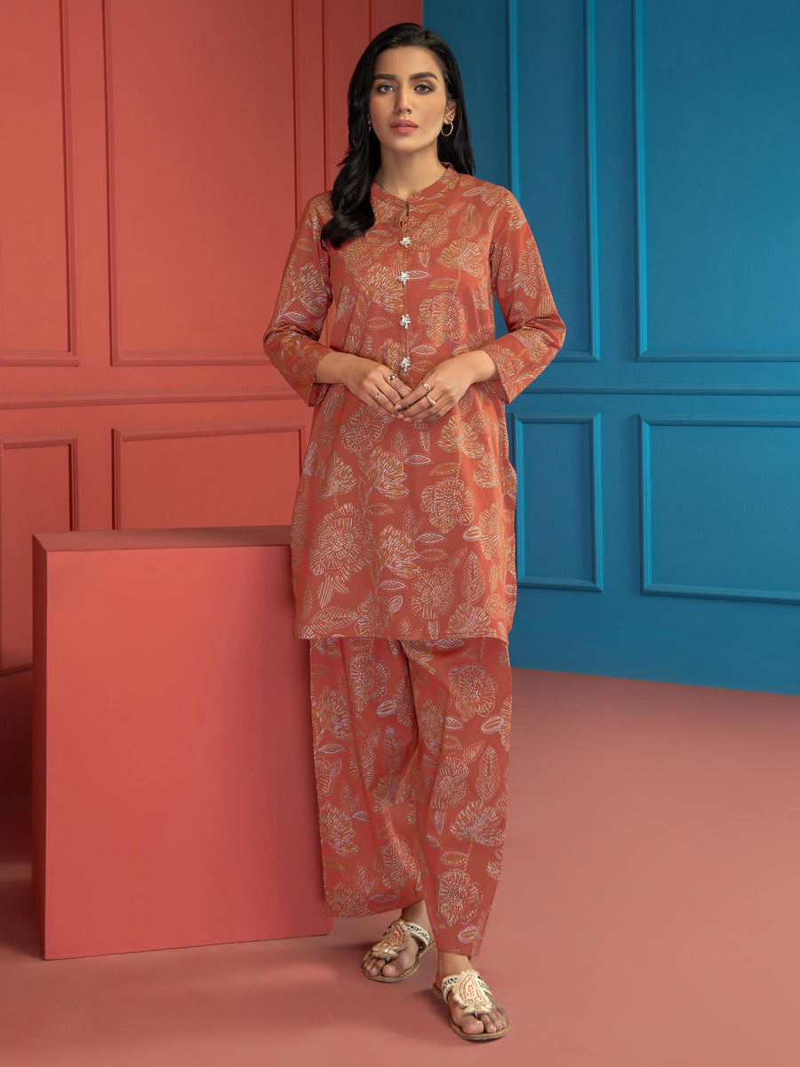 LimeLight Summer Unstitched Printed Lawn 1 Piece Shirt U2768 Rust