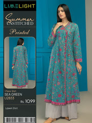 LimeLight Summer Unstitched Printed Lawn 1 Piece Shirt U2833 Sea Green