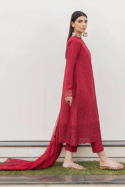 IZNIK Exclusive Embroidered Luxury Lawn Unstitched 3Pc Suit - RED SPINEL
