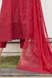 IZNIK Exclusive Embroidered Luxury Lawn Unstitched 3Pc Suit - RED SPINEL