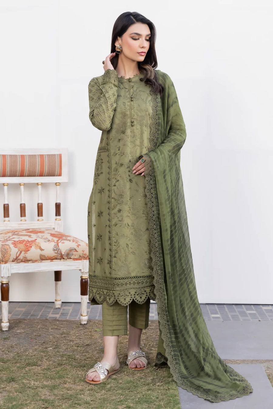 IZNIK Exclusive Embroidered Luxury Lawn Unstitched 3Pc Suit - HONEYDEW