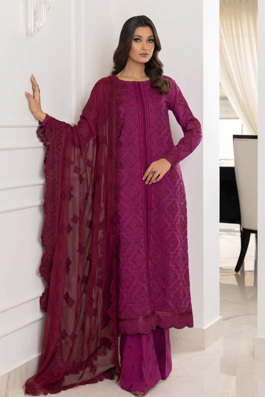 IZNIK Exclusive Embroidered Luxury Lawn Unstitched 3Pc Suit - RUBY