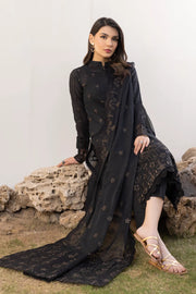 IZNIK Exclusive Embroidered Luxury Lawn Unstitched 3Pc Suit - EBONY BLACK