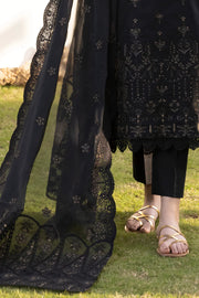 IZNIK Exclusive Embroidered Luxury Lawn Unstitched 3Pc Suit - EBONY BLACK