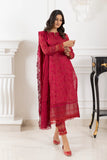 IZNIK Exclusive Embroidered Luxury Lawn Unstitched 3Pc Suit - RED PHANTOME
