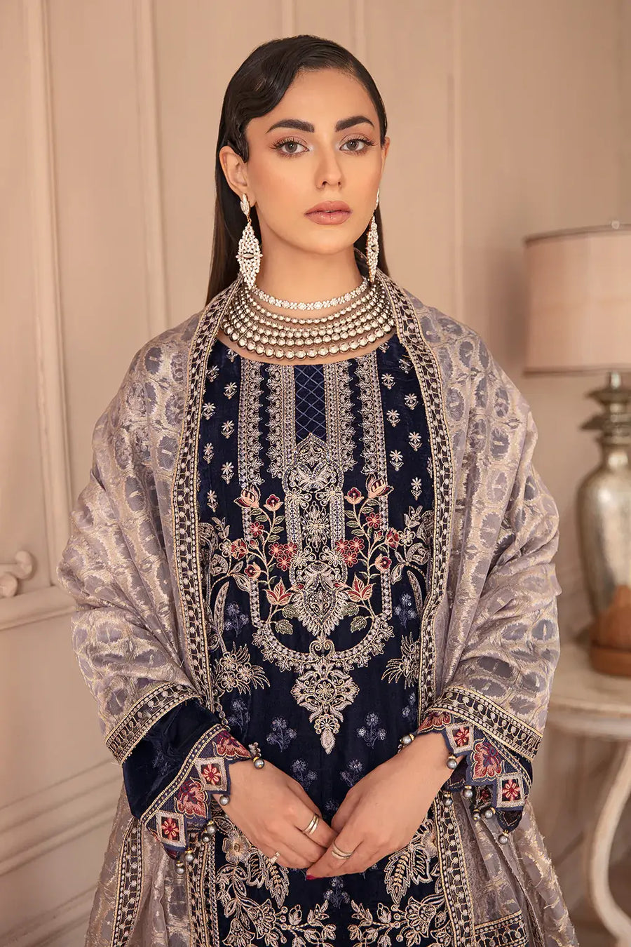 Ramsha Velvet Collection Vol-05 Unstitched Embroidered 3Pc Suit V-501