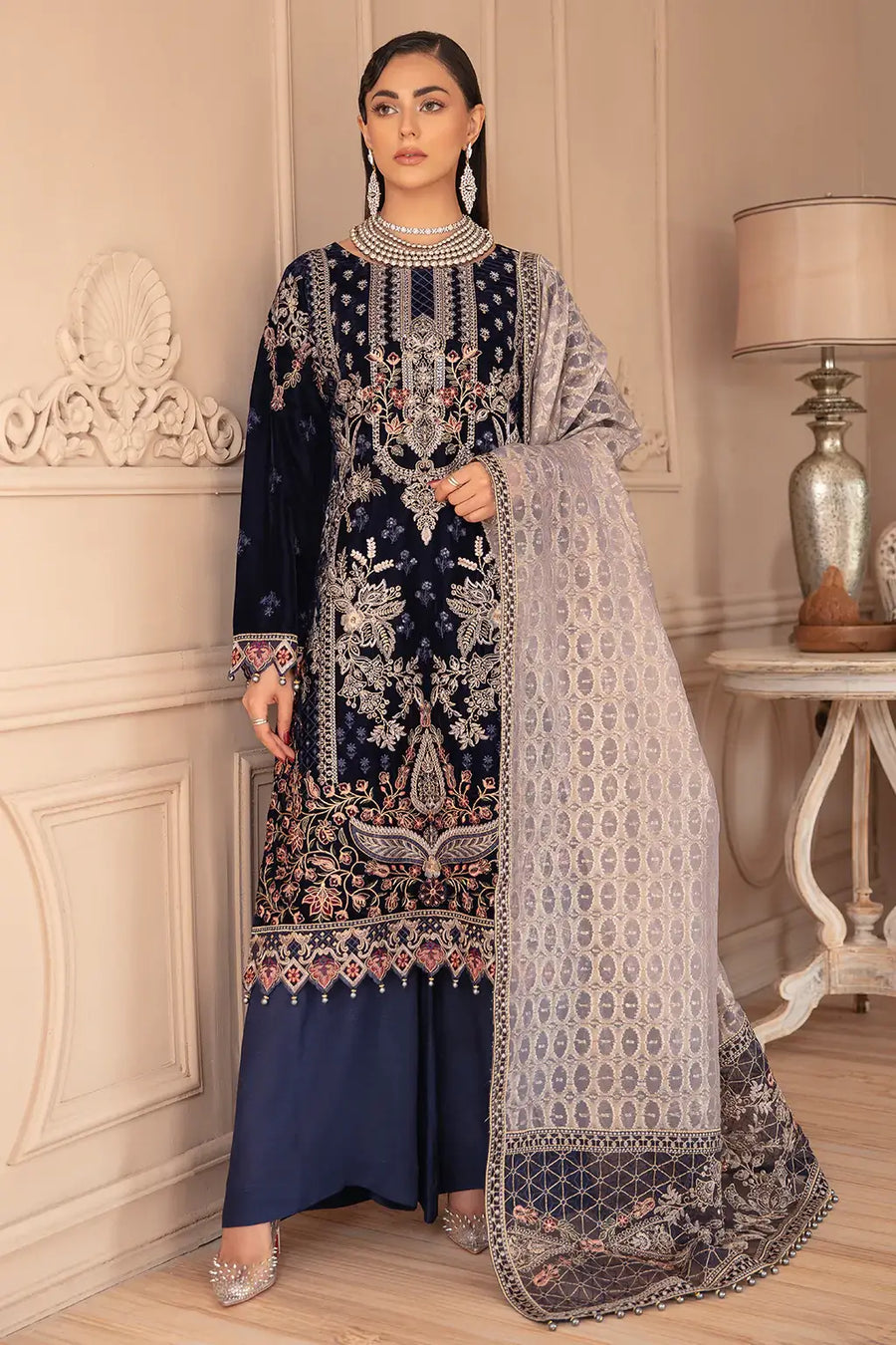 Ramsha Velvet Collection Vol-05 Unstitched Embroidered 3Pc Suit V-501