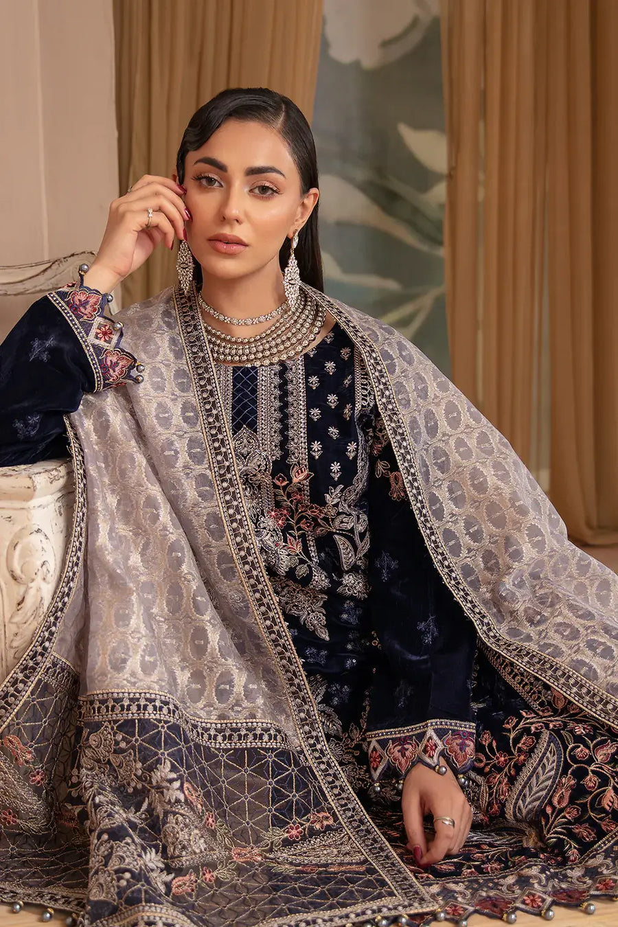 Ramsha Velvet Collection Vol-05 Unstitched Embroidered 3Pc Suit V-501