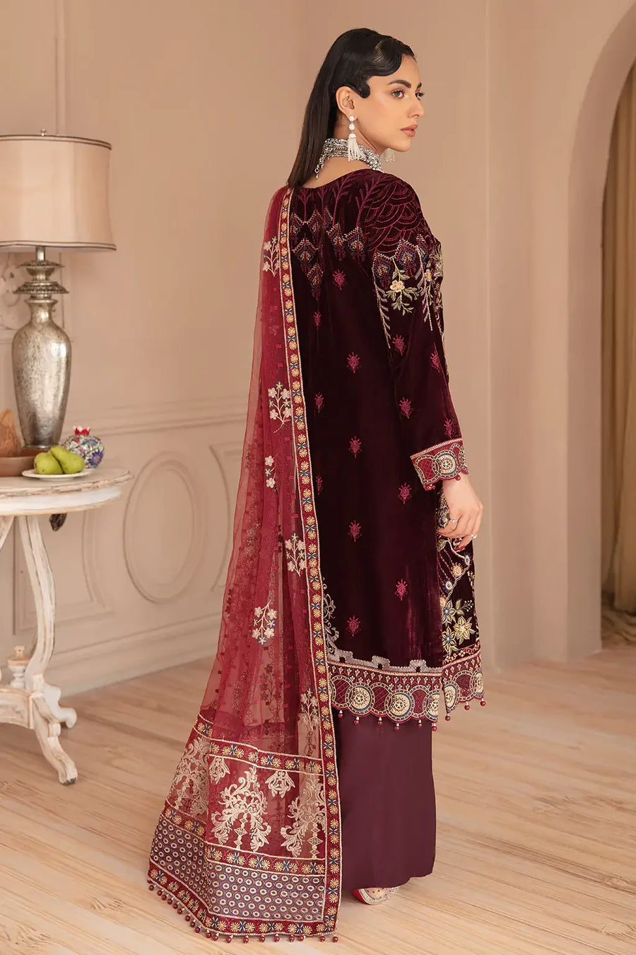 Ramsha Velvet Collection Vol-05 Unstitched Embroidered 3Pc Suit V-503