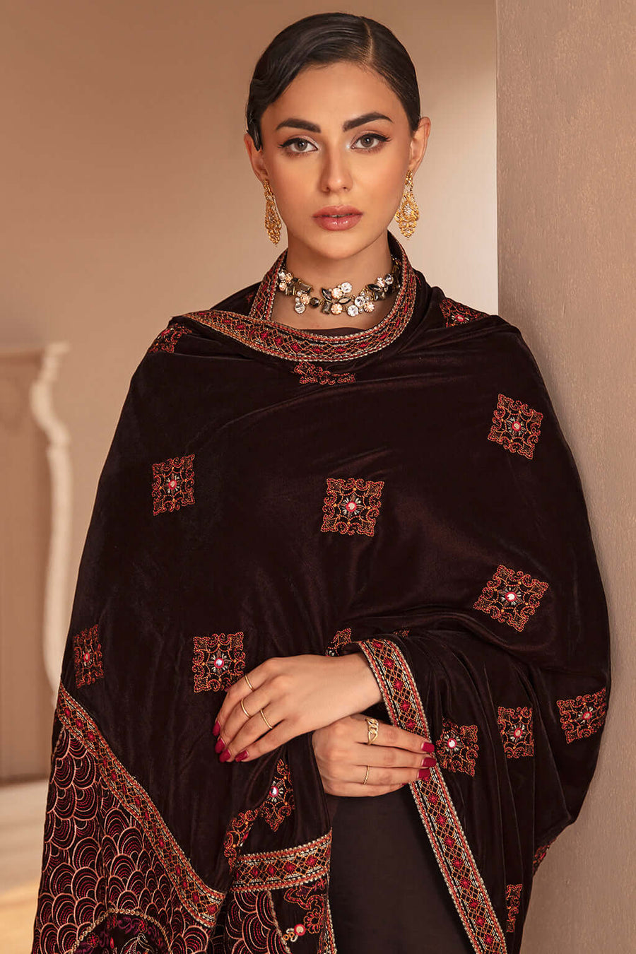 Ramsha Velvet Collection Vol-05 Unstitched Embroidered 3Pc Suit V-507