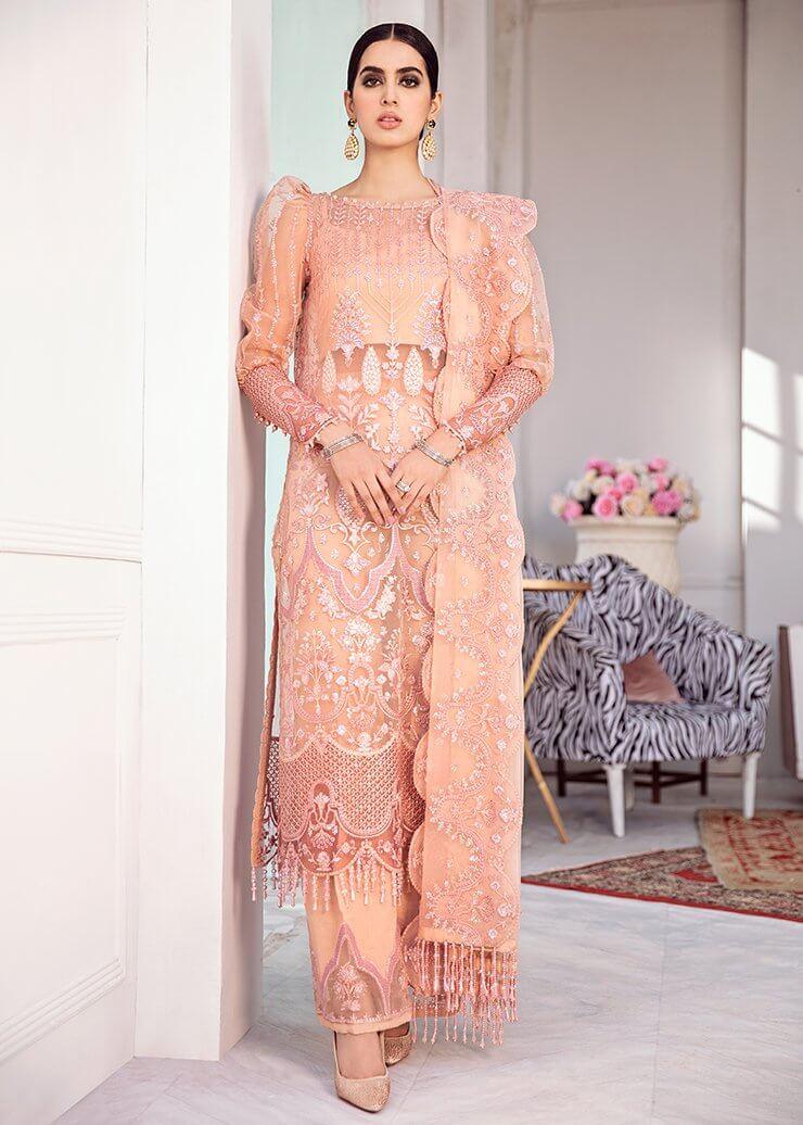 Afrozeh La Fuchsia Luxury Chiffon Unstitched 3 Piece Suit D-09 Viva Glam - FaisalFabrics.pk