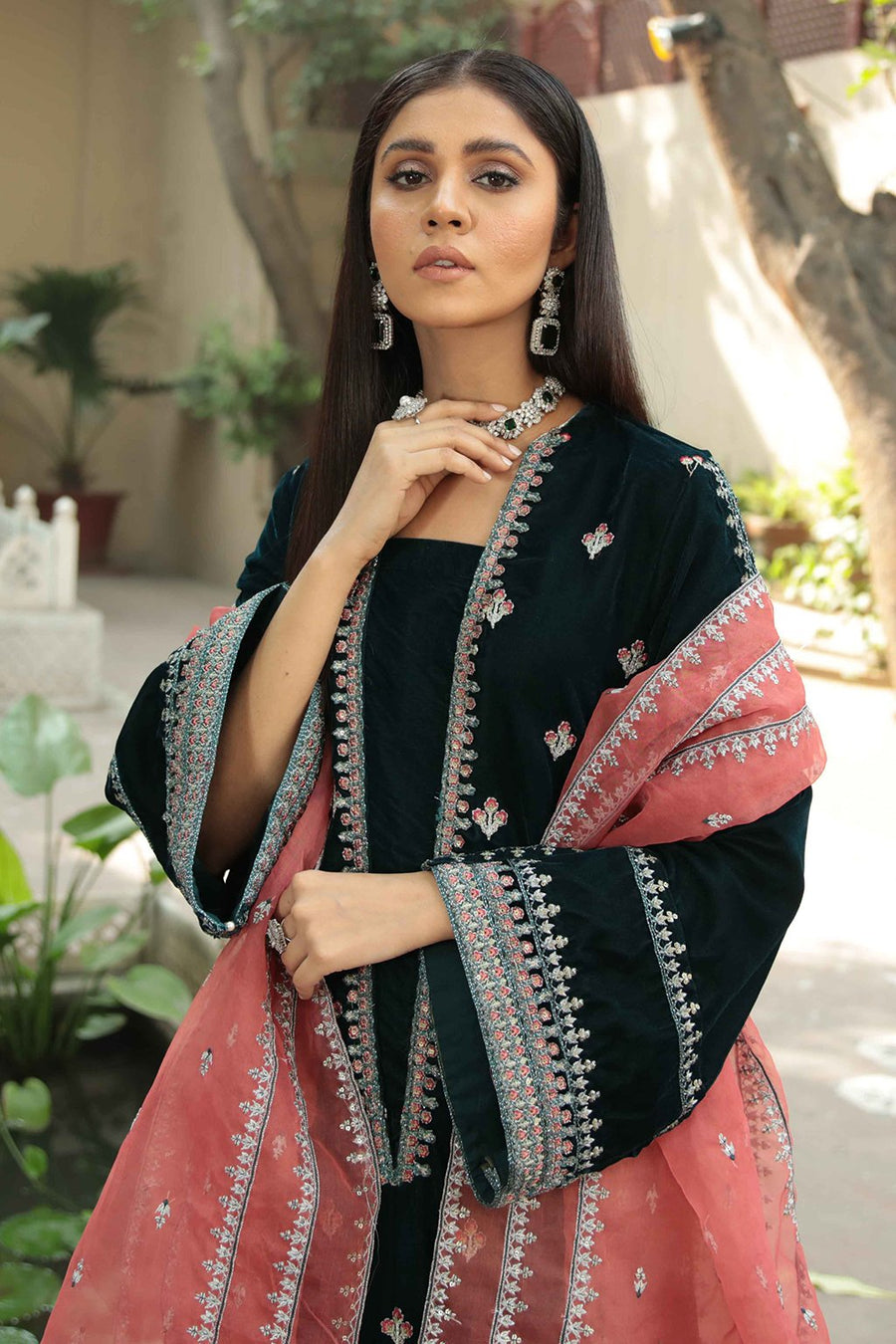 Emaan Adeel Luxury Velvet Pret Vol-1 Embroidered Formal Suit VL-01 - FaisalFabrics.pk