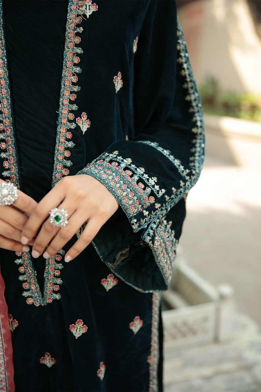 Emaan Adeel Luxury Velvet Pret Vol-1 Embroidered Formal Suit VL-01 - FaisalFabrics.pk