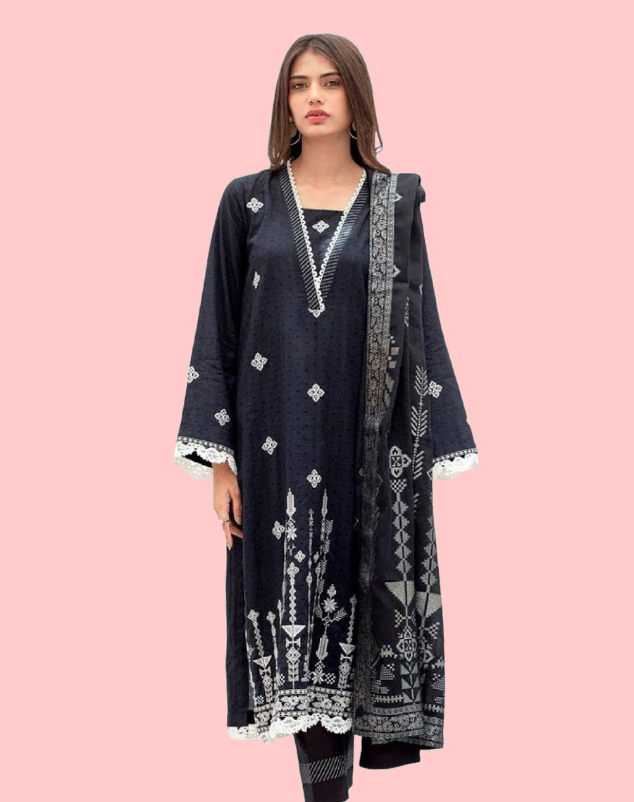 Zellbury Unstitched Embroidered Lawn 3 Piece Suit WUC22E30658