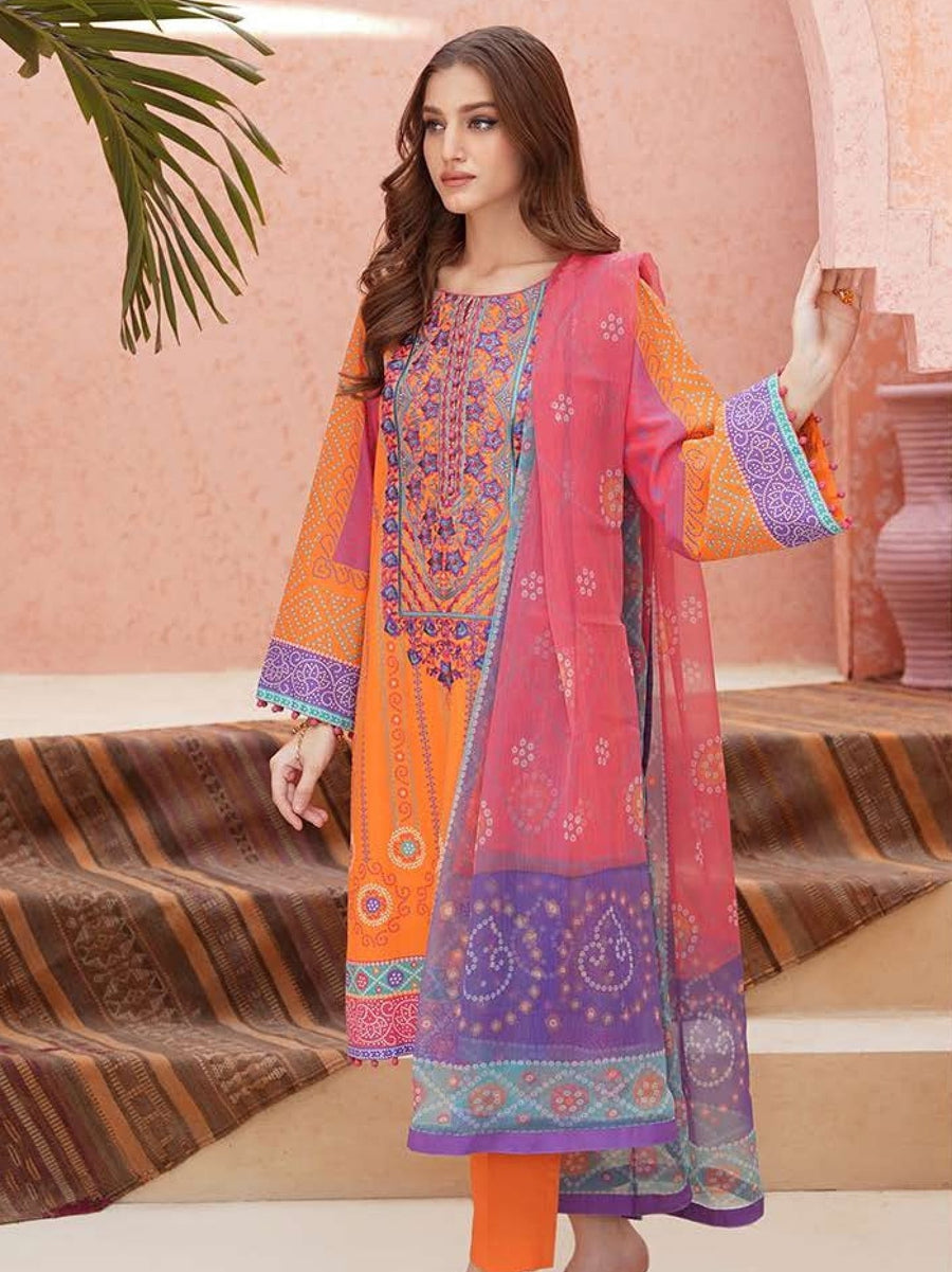 Zellbury Unstitched Embroidered Lawn 3Piece Suit WUS23E30165