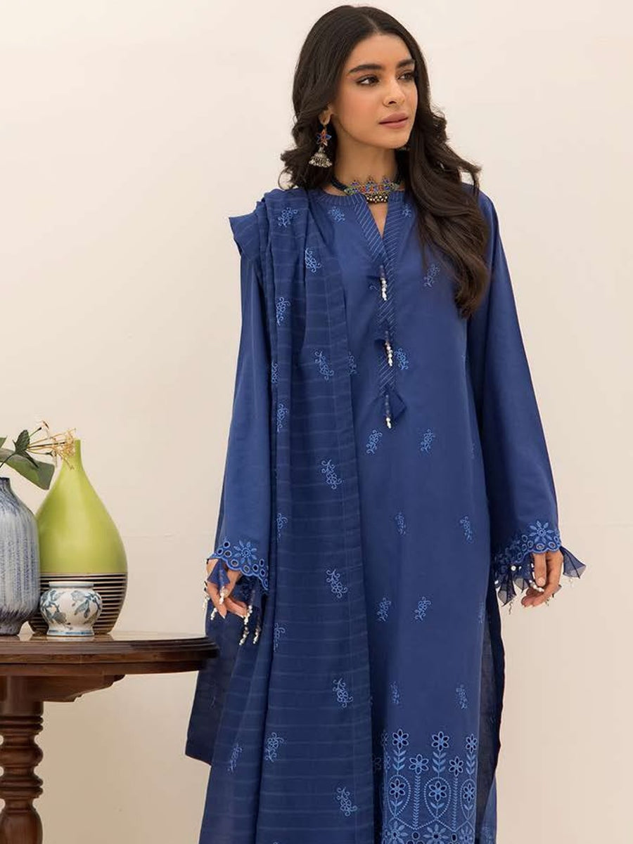 Zellbury Unstitched Chikankari Embroidered Cambric 3Piece WUS23E30184