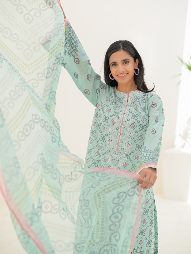 Zellbury Unstitched Embroidered Lawn 3 Piece Suit WUS23E30261