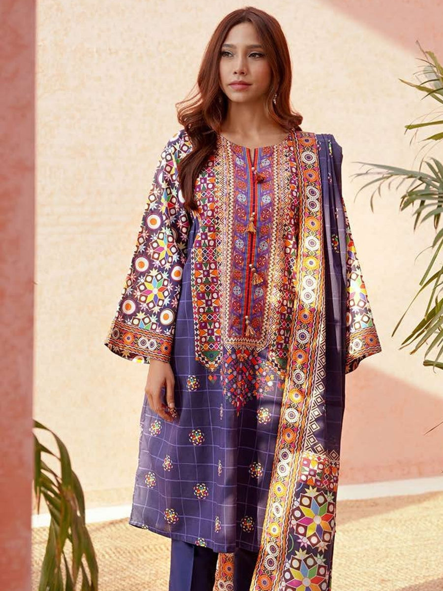 Zellbury Unstitched Printed Lawn 3Piece Suit WUS23X30106