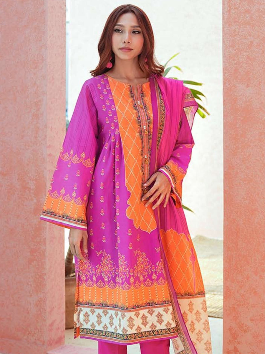 Zellbury Unstitched Printed Lawn 3Piece Suit WUS23X30144