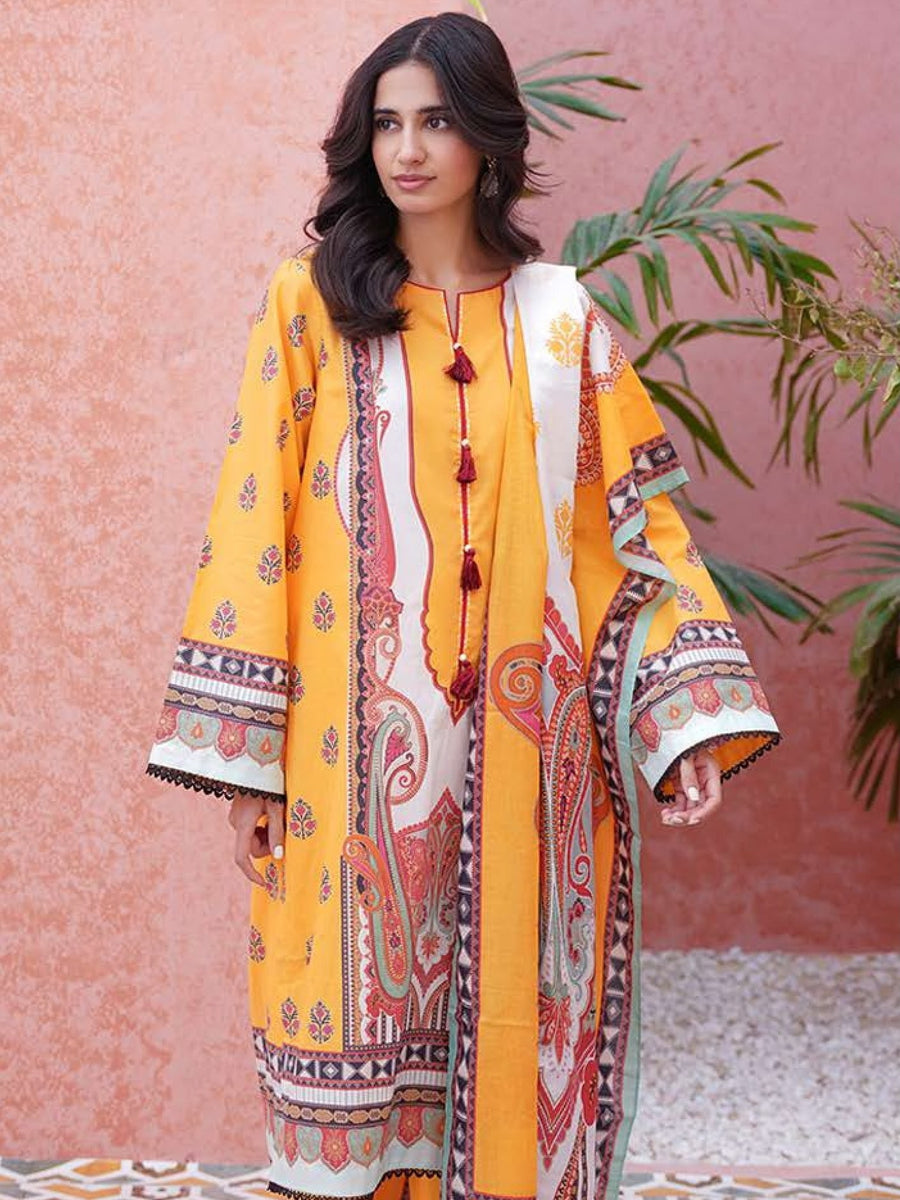 Zellbury Unstitched Printed Lawn 3Piece Suit WUS23X30146
