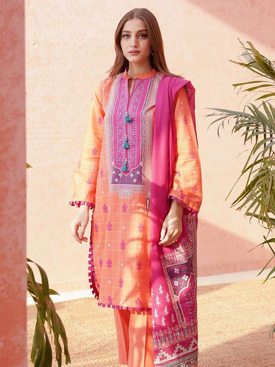 Zellbury Unstitched Printed Lawn 3Piece Suit WUS23X30149