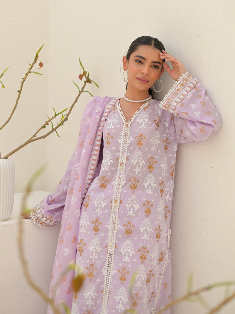 Zellbury Unstitched Printed Lawn 3 Piece Suit WUS23X30556