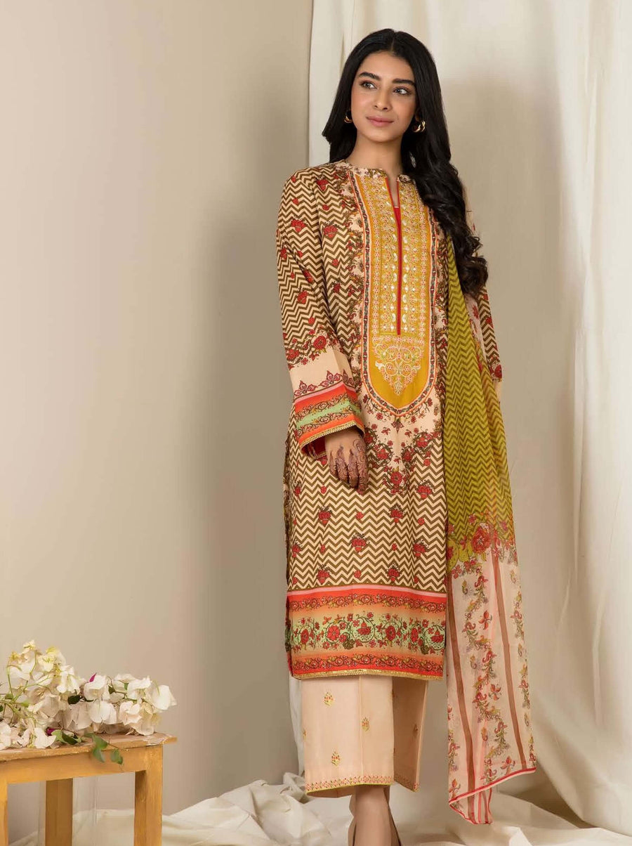 Zellbury Digital Printed & Embroidered Lawn 3Pc Suit WUSCE794 - FaisalFabrics.pk