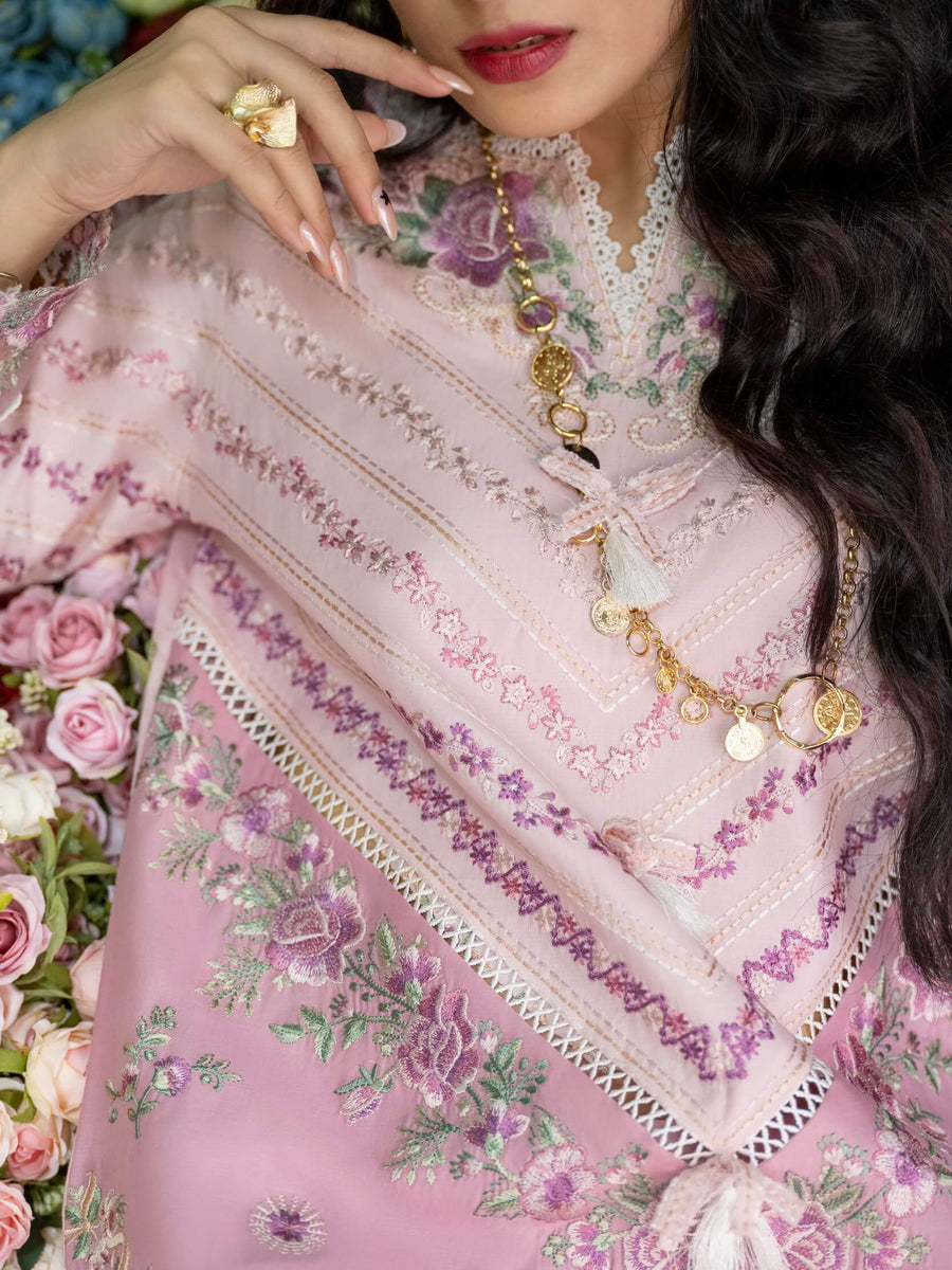 Mushq Lawana Embroidered Luxury Lawn Unstitched 3Pc Suit MSL-23-14 Walia