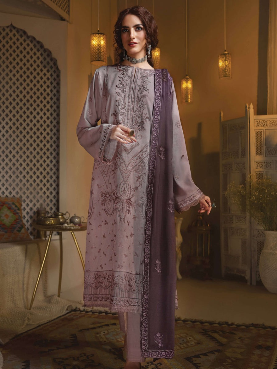 Rayon by Sifa Embroidered Winter 3Pc Unstitched Suit SR21-05 Mauve Petal - FaisalFabrics.pk