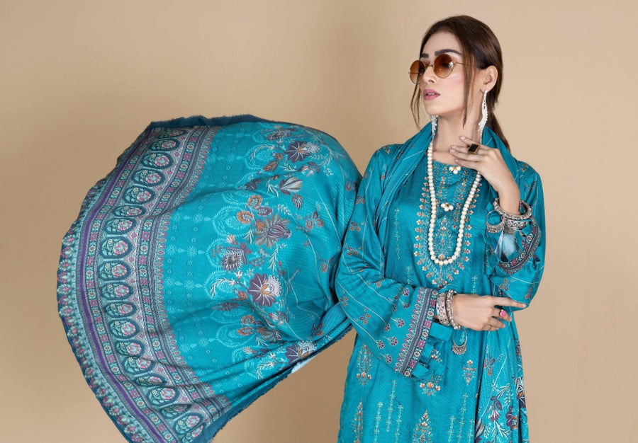 Florence Vol 07 Embroidered Cotail Linen Unstitched 3Pc Suit D-10