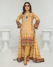 Florence Vol-10 Embroidered Staple Linen Unstitched 3Pc Suit D-02