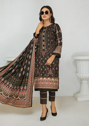 Florence Vol-10 Embroidered Staple Linen Unstitched 3Pc Suit D-06