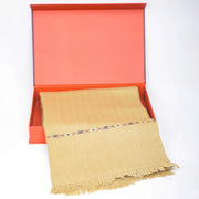 Dynasty Lux Herringbone Men's Blended Wool Shawl - Wheat