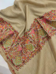 Womens Kashmiri Hand Embroidered Shawl, Border Design Work RK-11 - FaisalFabrics.pk