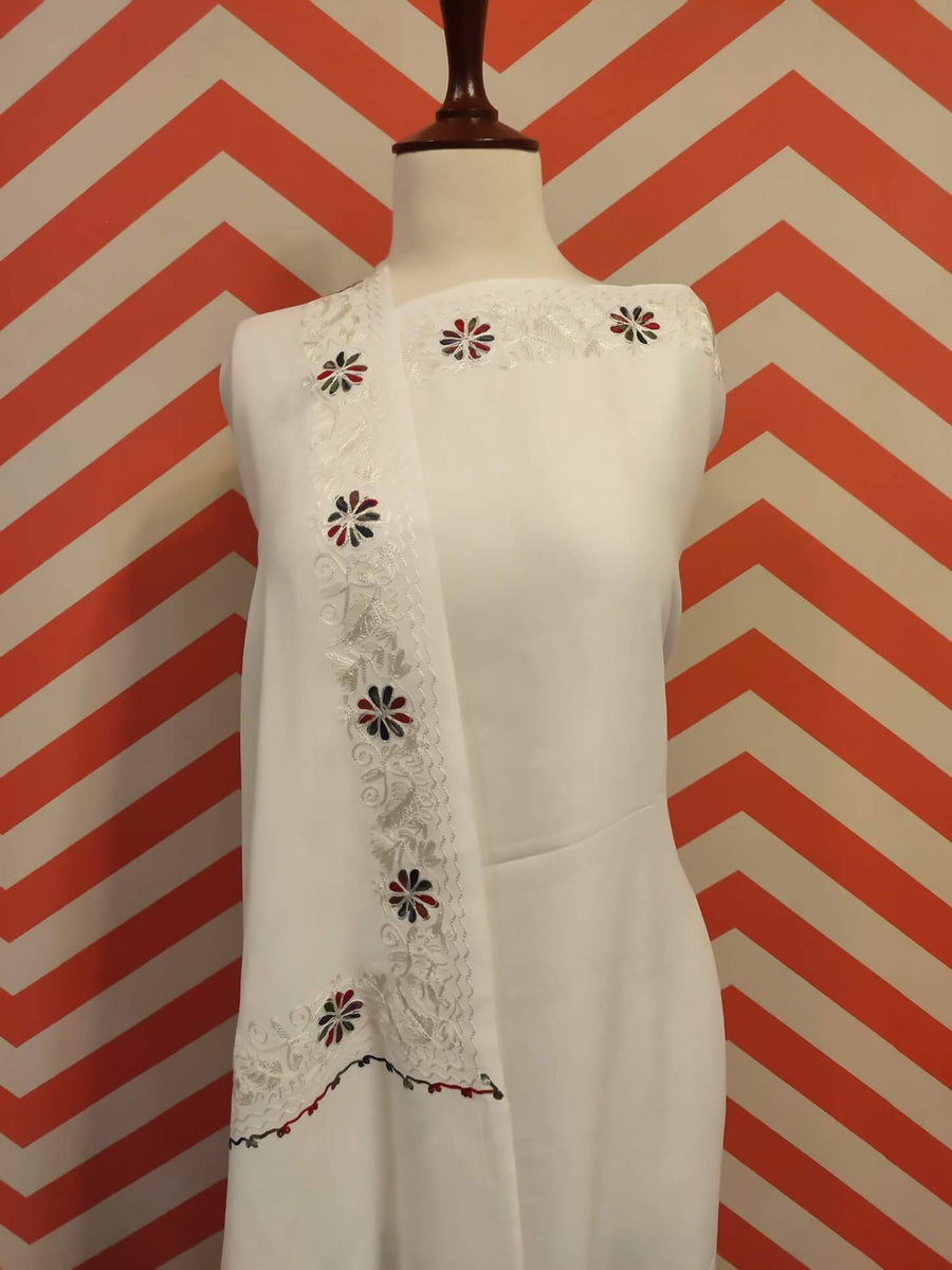 Womens Pashmina Wool Shawl with Embroidery Border work RK-1111 - FaisalFabrics.pk