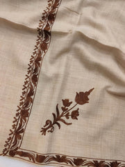 Womens Pashmina Wool Shawl with Embroidery Border work RK-603 - FaisalFabrics.pk