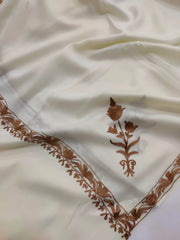 Womens Pashmina Wool Shawl with Embroidery Border work RK-610 - FaisalFabrics.pk