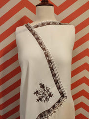 Womens Pashmina Wool Shawl with Embroidery Border work RK-40 - FaisalFabrics.pk