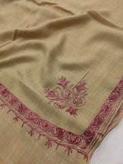 Womens Pashmina Wool Shawl with Embroidery Border work RK-42 - FaisalFabrics.pk