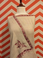 Womens Pashmina Wool Shawl with Embroidery Border work RK-42 - FaisalFabrics.pk